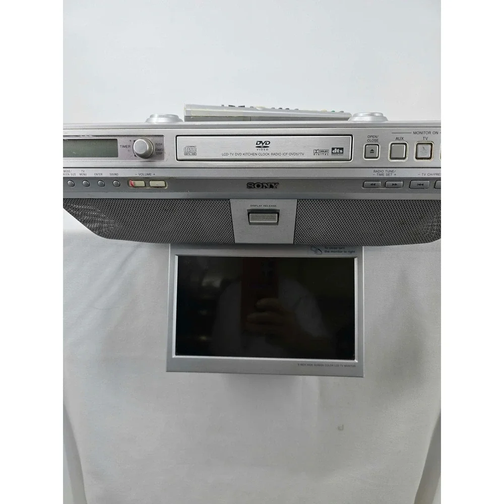 Sony ICF-DVD57TV Under Cabinet 9in LCD TV DVD CD AM/FM Kitchen Radio Silver